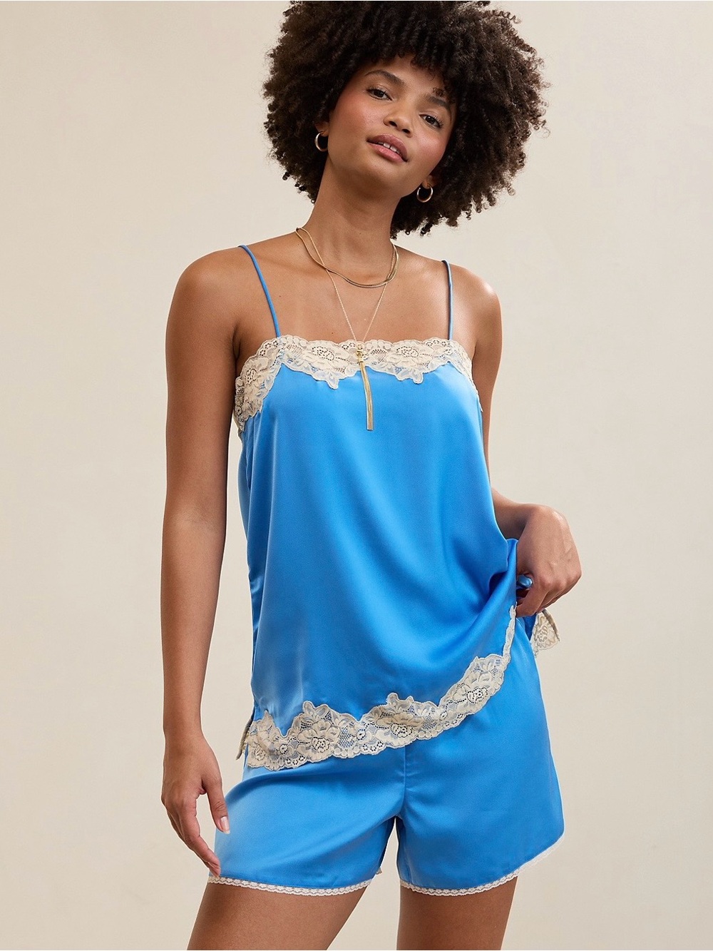 OVERSLEPT by Aerie Liquid
Satin Tunic Tank in Rome Blue
BIN#6